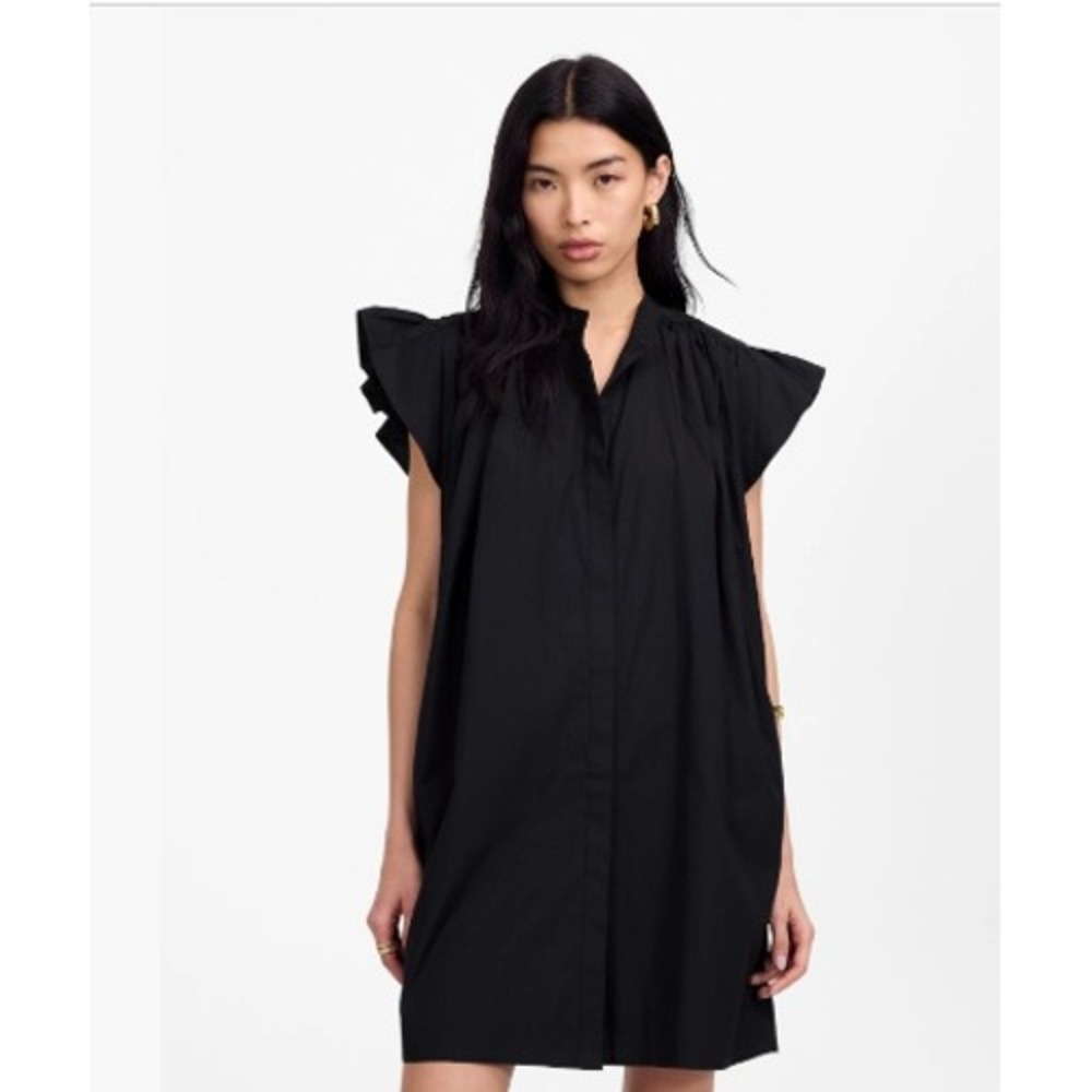 Madewell Black Ruffle-Sleeve Mini Dress